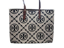 Tory Burch T Monogram Contrast Embossed Tote Beige / Tan Purse / Handbag