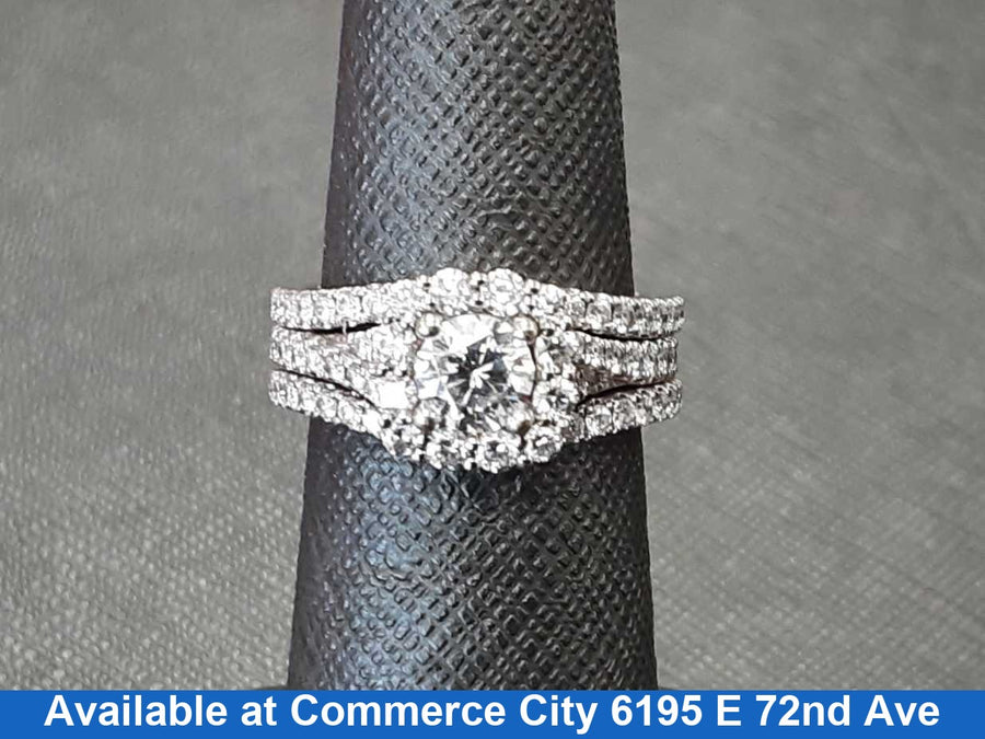 Ring - Wedding Set - White Gold 14k (.585) 8.3 grams Size 7