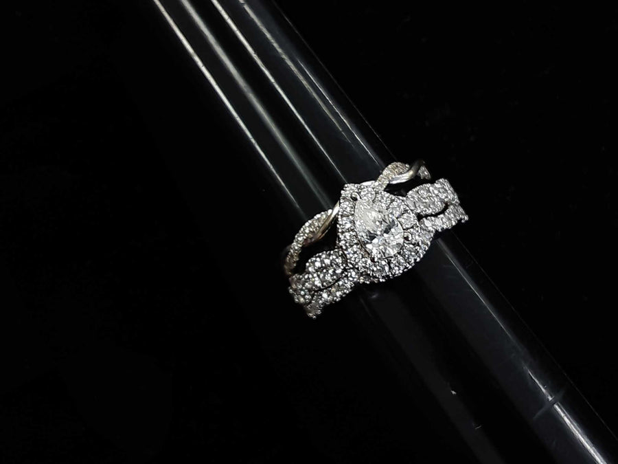 Ring - Wedding Set - White Gold 14k (.585) 7.6 grams Size 5