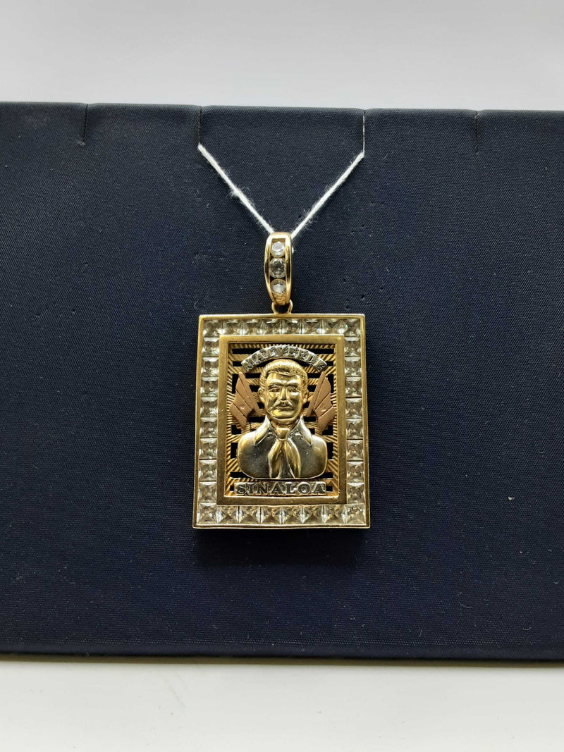 14kt Jesus Malverde Pendant