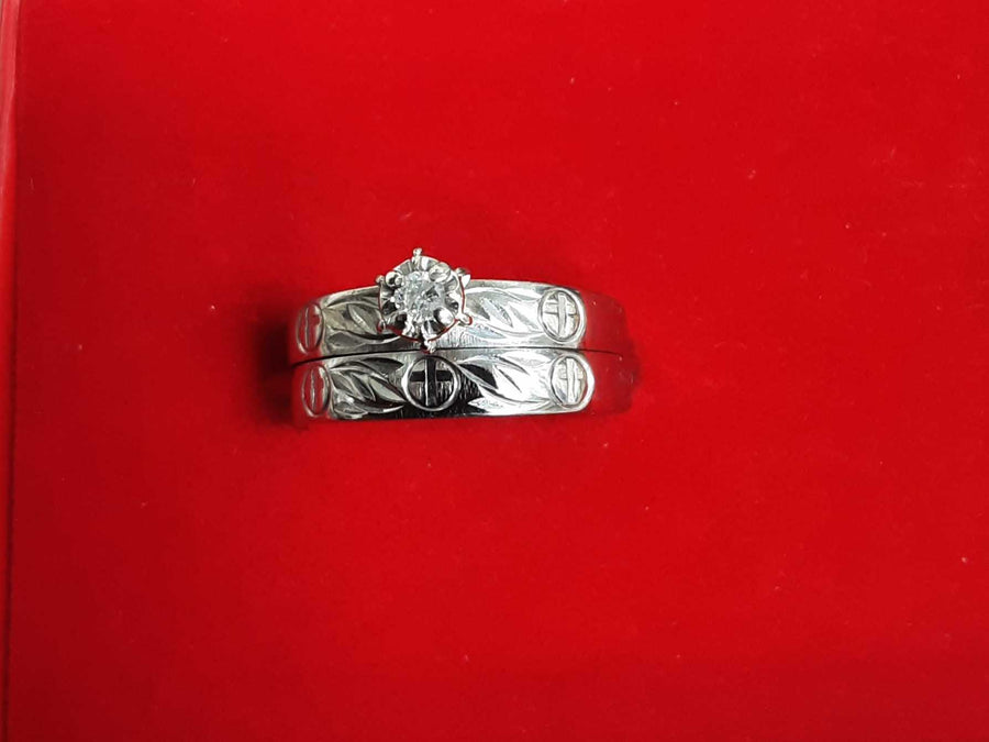Ring - Wedding Set - White Gold 10k (.417) 3.3 grams Size 7.5