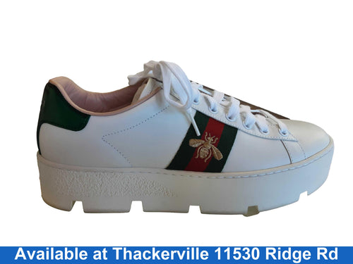 Gucci New Ace Platform Bee Sneakers White 9b White