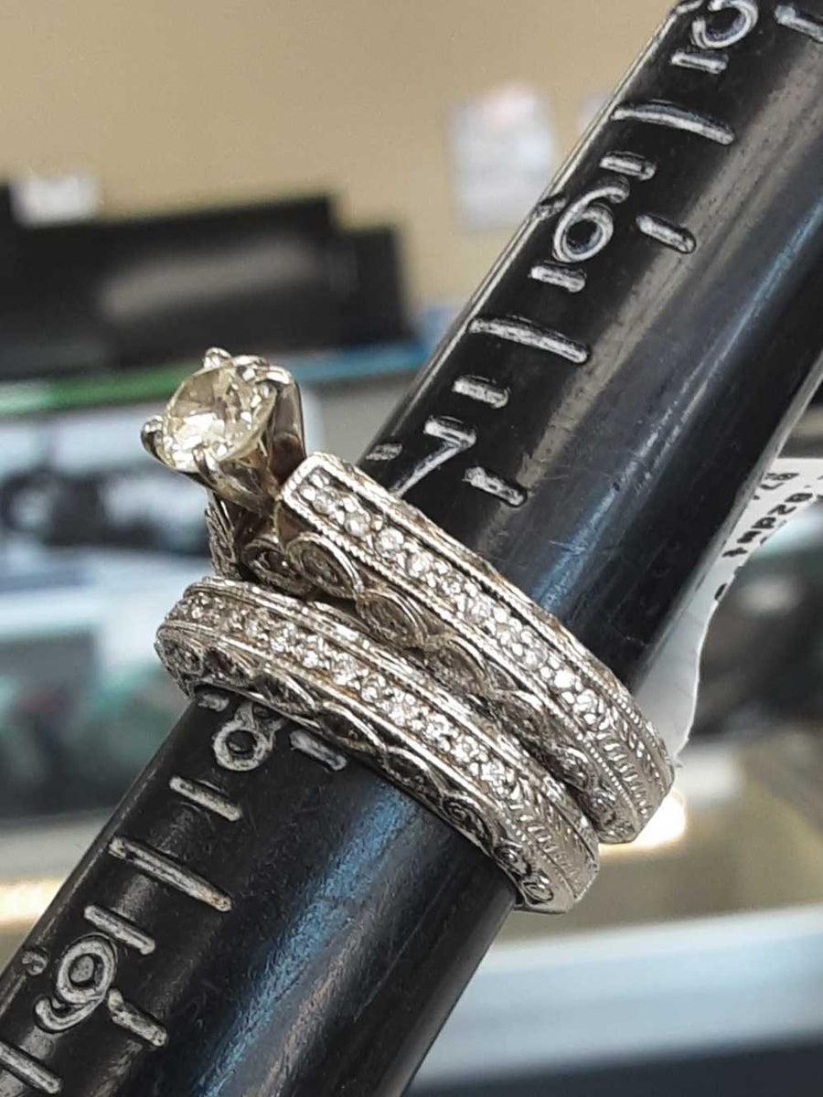 Ring - Engagement Set - White Gold 10k (.417) 13.5 grams Size 8