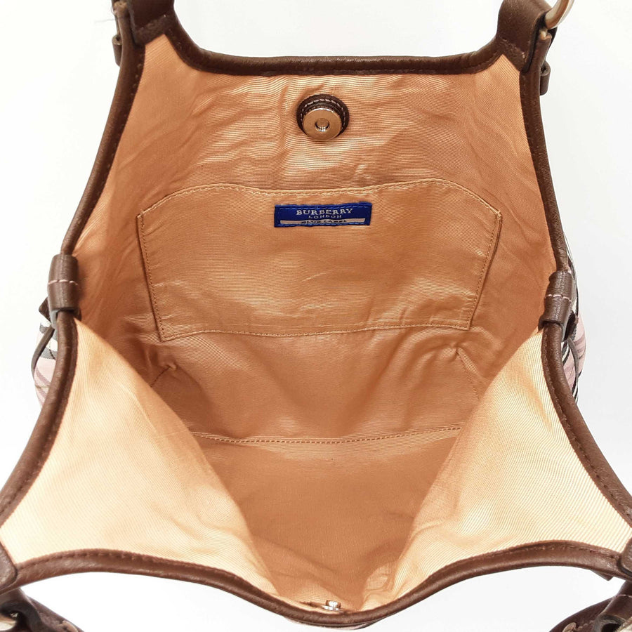 Burberry Blue Label Shoulder Bag In Pink Nova Check & Brown Leather Fw0826lezdu