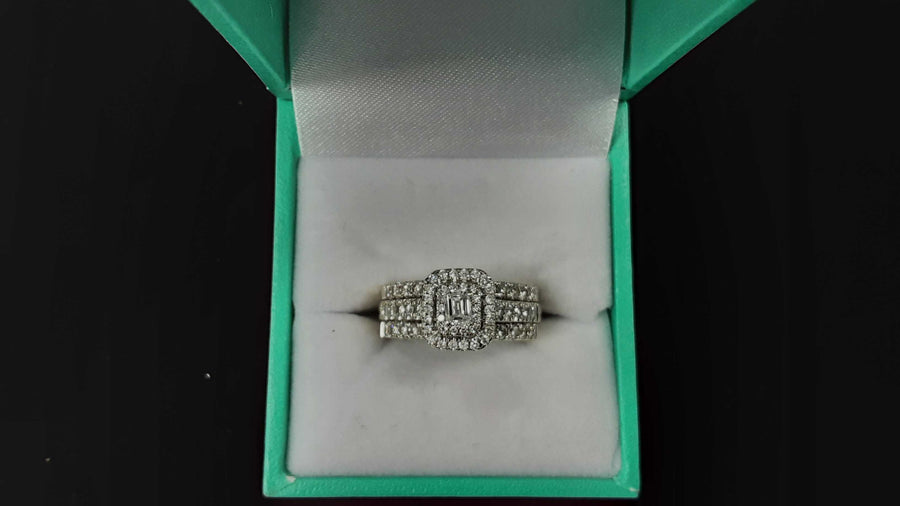 Ring - Wedding Set - White Gold 14k (.585) 6.5 grams Size 6.5