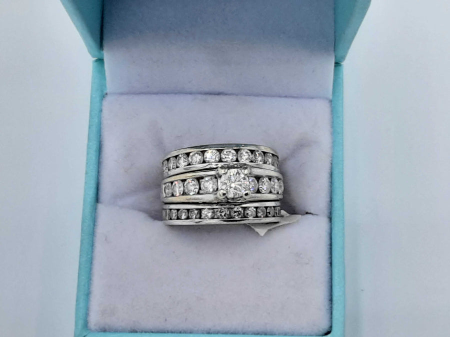 Ring - Wedding Set - White Gold 14k (.585) 13.1 grams Size 5.5
