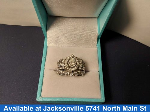 Ring - Wedding Set - White Gold 14k (.585) 7.1 grams Size 5.5
