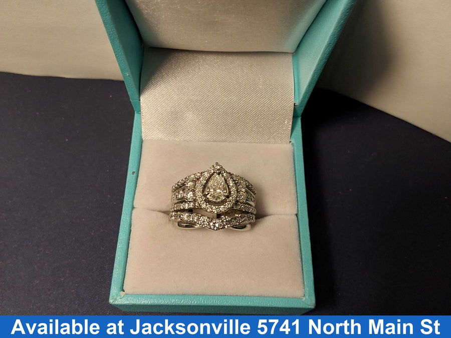 Ring - Wedding Set - White Gold 14k (.585) 7.1 grams Size 5.5