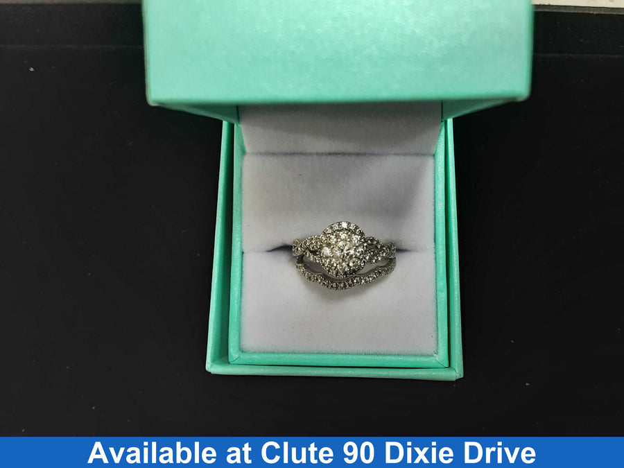 Ring - Wedding Set - White Gold 14k (.585) 5.2 grams Size 8.5