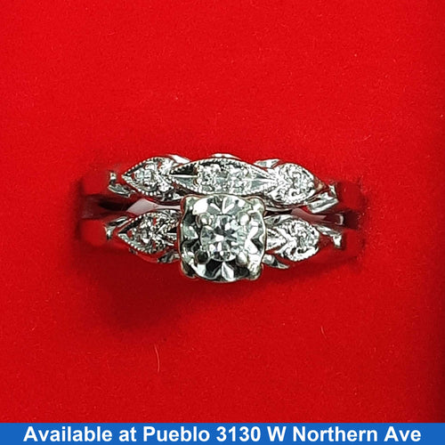 Ring - Wedding Set - White Gold 14k (.585) 5.5 grams Size 9