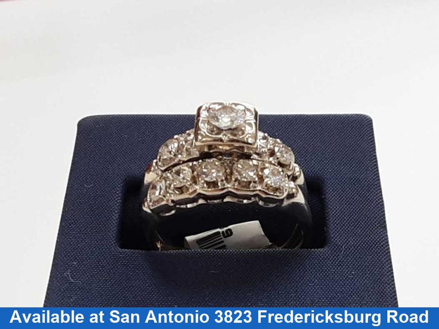 Engagement Set Diamonds White Gold 10k Size 8