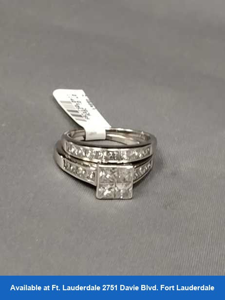 Ring - Engagement Set - White Gold 14k (.585) 7.2 grams Size 9.5