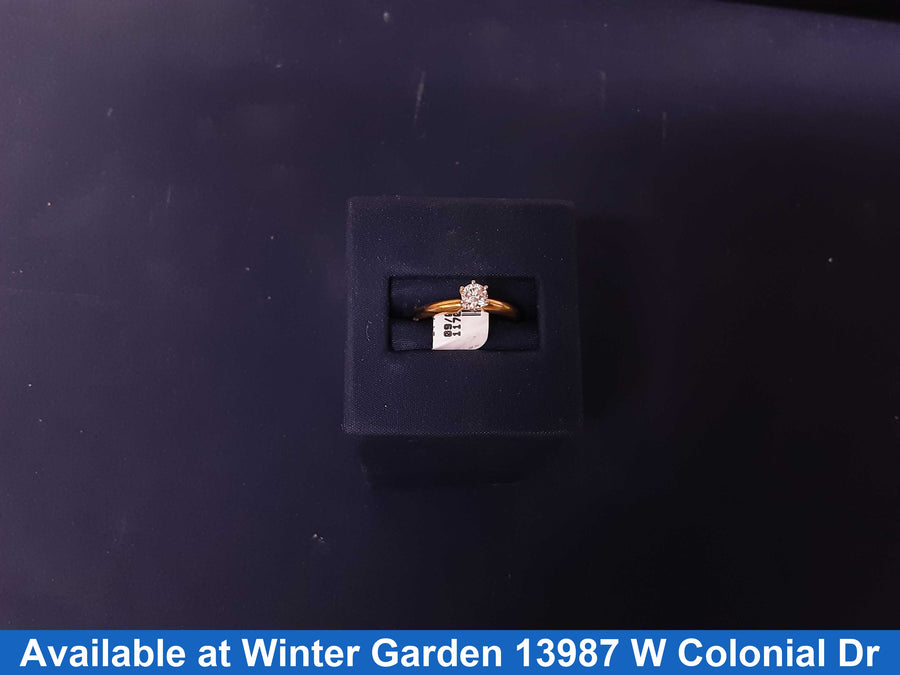 Women's Ring - Solitaire - Yellow Gold 14k (.585) 2.3 grams Size 20