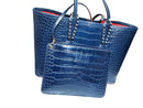 Christian Louboutin Navy Crocodile-embossed Blue Purse / Handbag