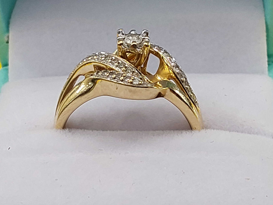 Ring - Engagement Set - Yellow Gold 10k (.417) 3.5 grams Size 7