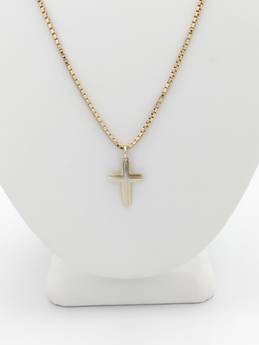 Cross Pendant Chain - Yellow Gold 14k (.585) 6.8 Grams 18 Inch