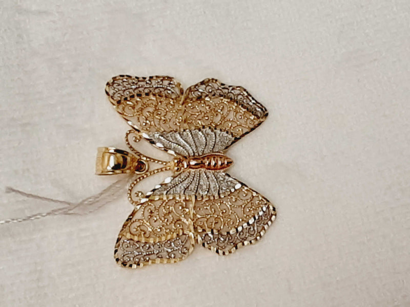 14k Tricolor Gold Butterful