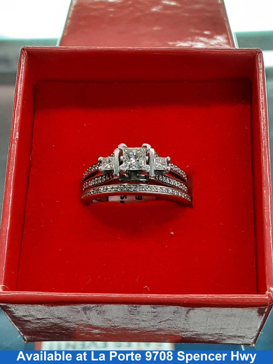 Ring - Engagement Set - White Gold 14k (.585) 6 grams Size 6