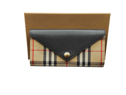Burberry Halton Check Envelope Black Wallet