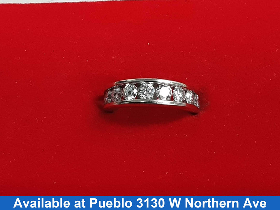 Ring - Channel Set - White Gold 14k (.585) 5.4 grams Size 7