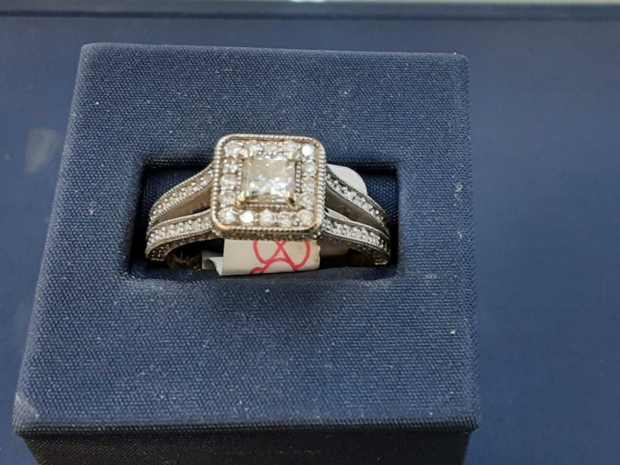 Ring - Wedding Set - White Gold 18k (.750) 8.7 grams Size 20