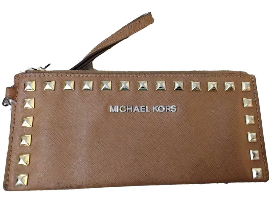 Michael Kors Saffiano Leather Large Pale Gold Brown Wallet