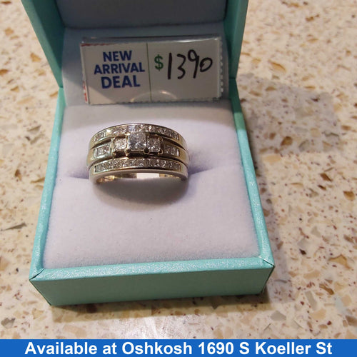 Ring - Wedding Set - White Gold 14k (.585) 8.5 grams Size 6