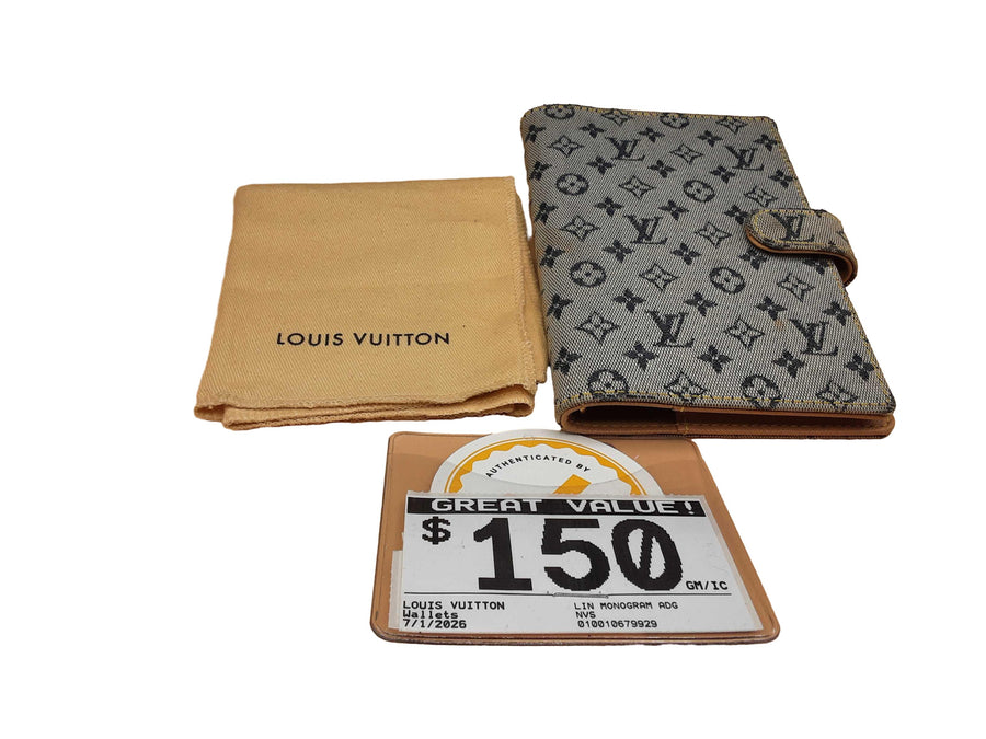Louis Vuitton Lin Monogram Adgenda Pm Beige / Tan Wallet