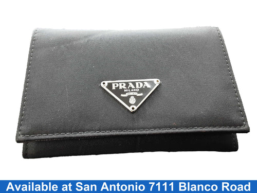 Prada Nylon Saffiano Card Holder Black Wallet