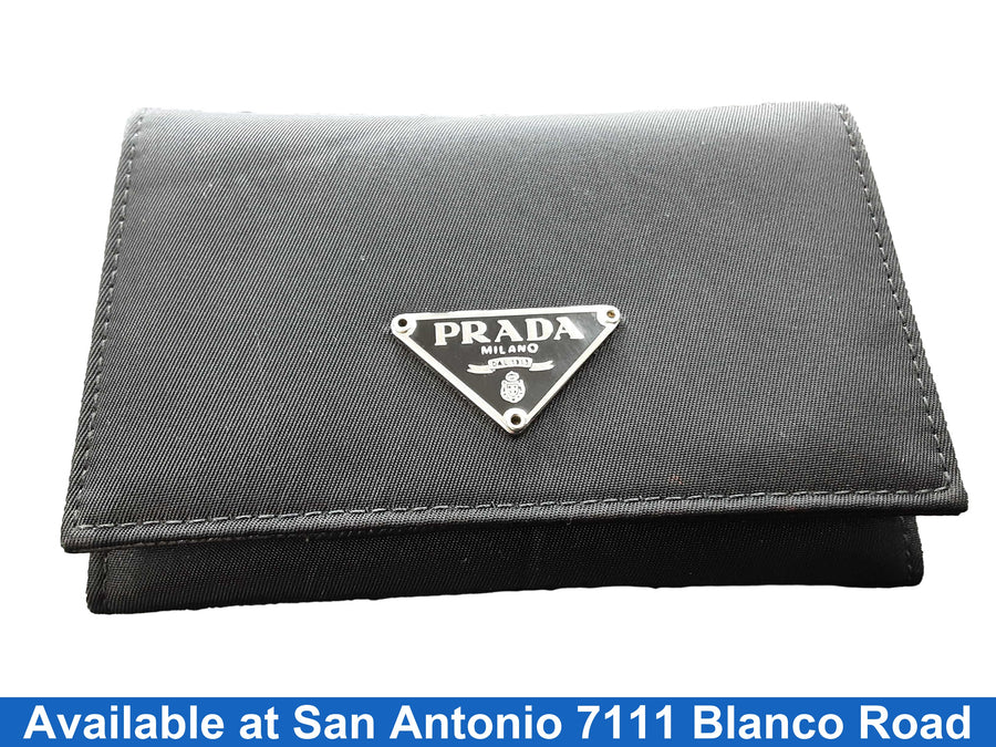 Prada Nylon Saffiano Card Holder Black Wallet