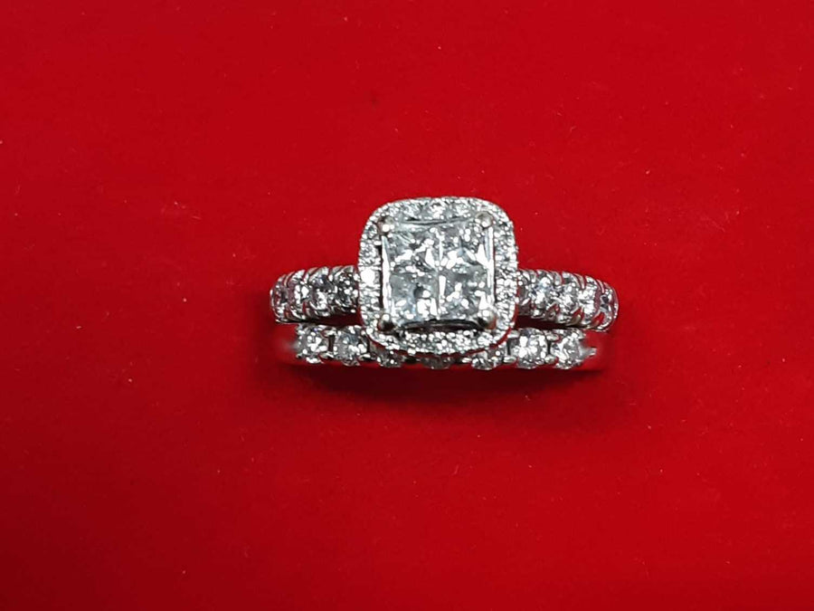 Ring - Wedding Set - White Gold 14k (.585) 7.3 grams Size 8.5
