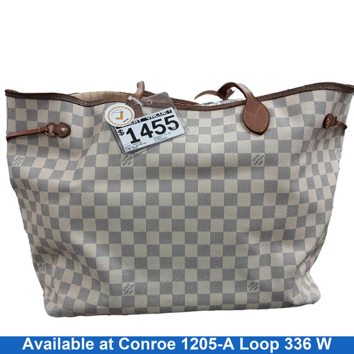 Louis Vuitton Neverfull Mm Damier Azur White Purse / Handbag