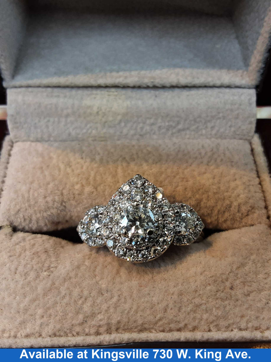 Ring - Wedding Set - White Gold 14k (.585) 6.3 grams Size 7.5