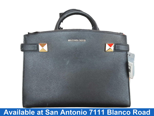 Michael Kors Karla Stud Medium Satchel Black Purse / Handbag