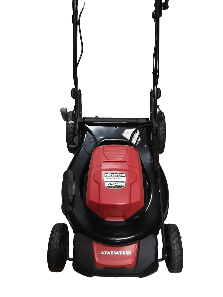 Powerworks Lmf404 Red Cordless Self Propelled Lawn Mower
