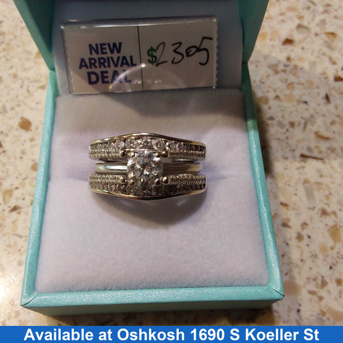 Ring - Wedding Set - White Gold 14k (.585) 8.8 grams Size 8