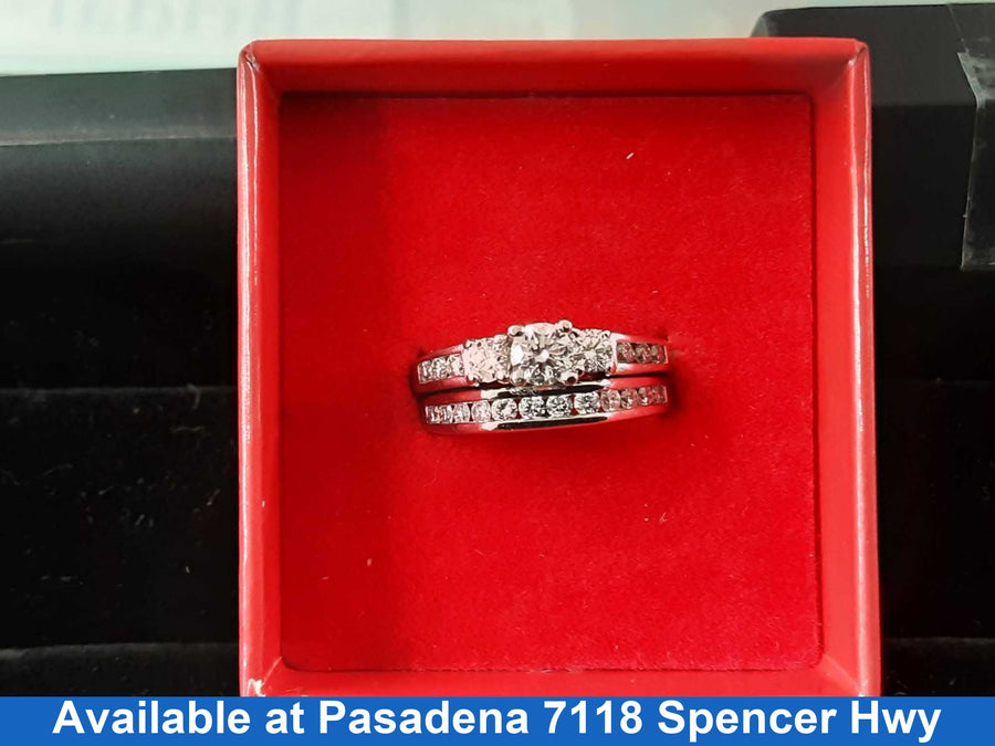 Ring - Wedding Set - White Gold 14k (.585) 6.6 grams Size 8.5