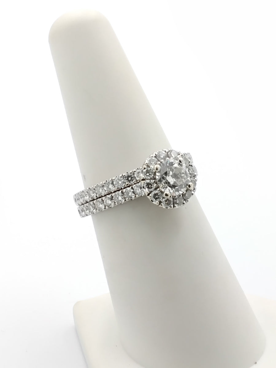 Ring - Wedding Set - White Gold 14k (.585) 6.3 grams Size 7