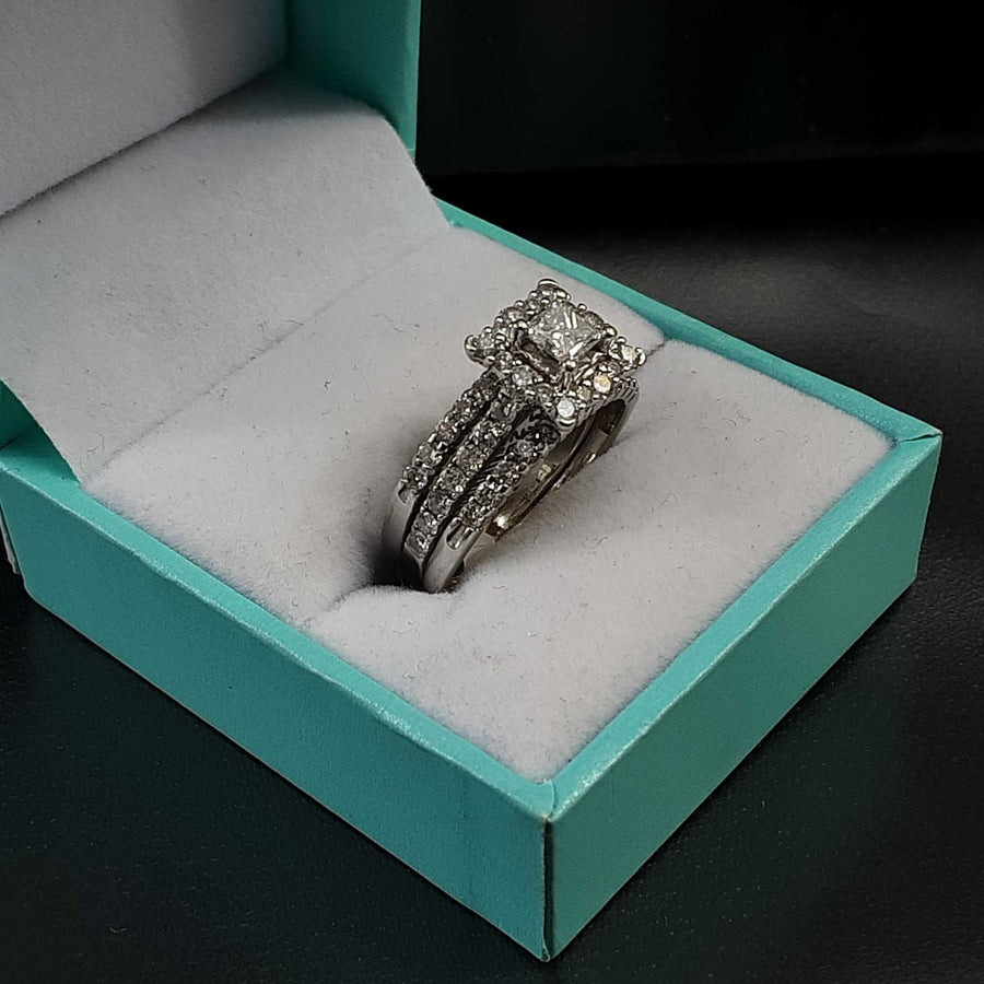 Ring - Engagement Set - White Gold 14k (.585) 6.4 grams Size 8.5