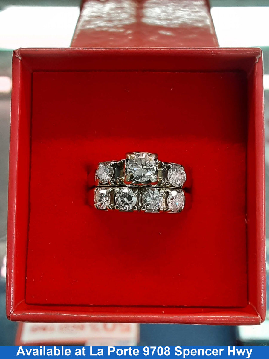 Ring - Engagement Set - White Gold 14k (.585) 6 grams Size 7.5