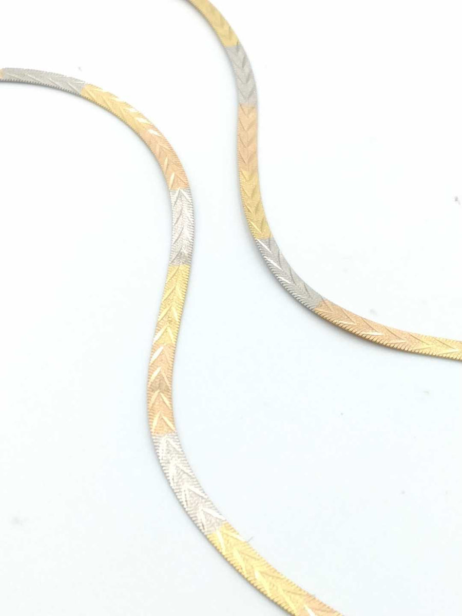 Herringbone Chain - Tricolor Gold 14k (.585) 5.6 grams 18 inch