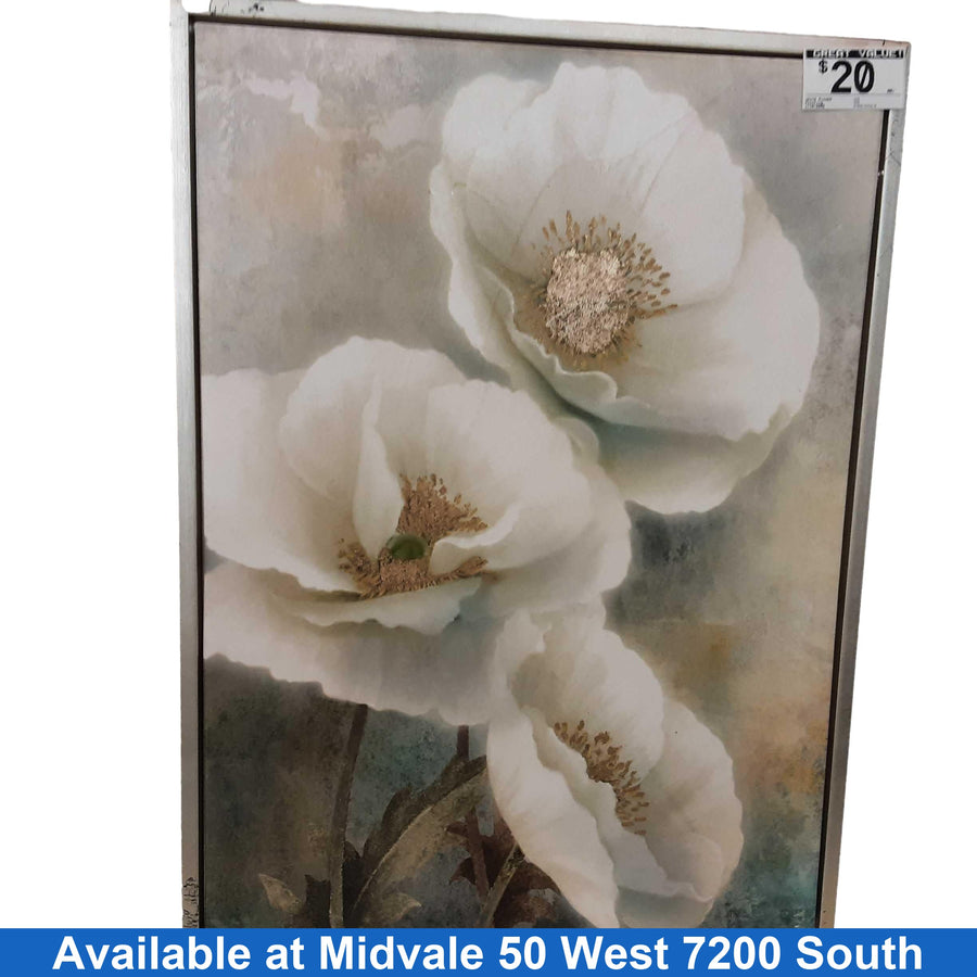 White Flower Gray Painting / Picture / Mirror
