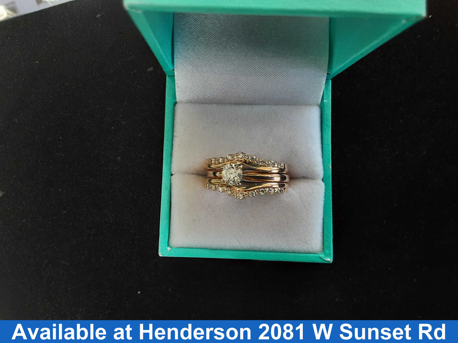 Ring - Wedding Set - Rose Gold 14k (.585) 7.6 grams Size 8.5