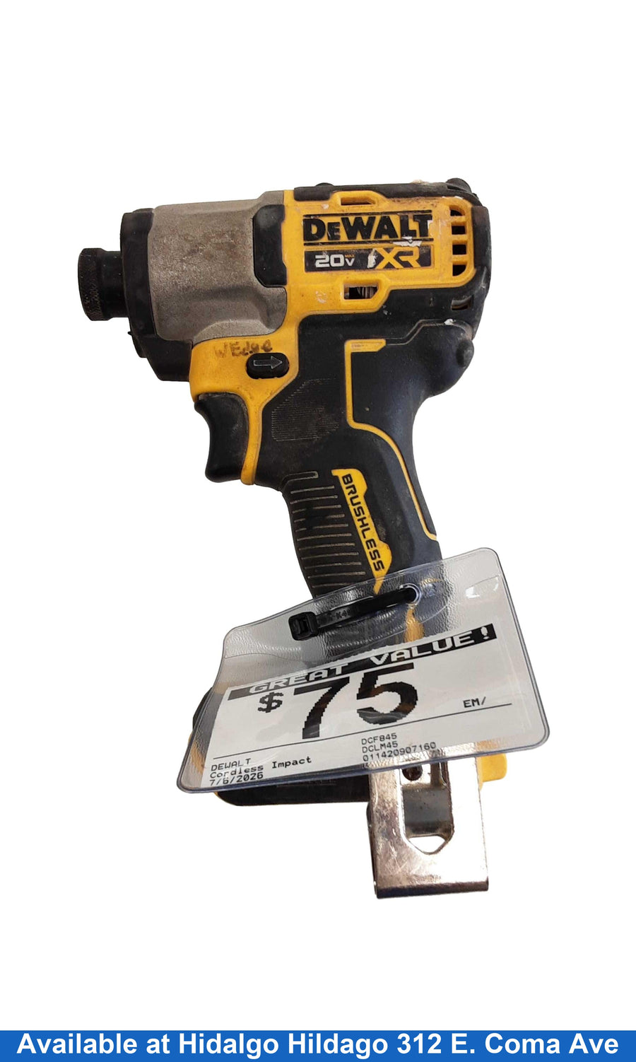 Dewalt Dcf845 Yellow Cordless Impact Drill