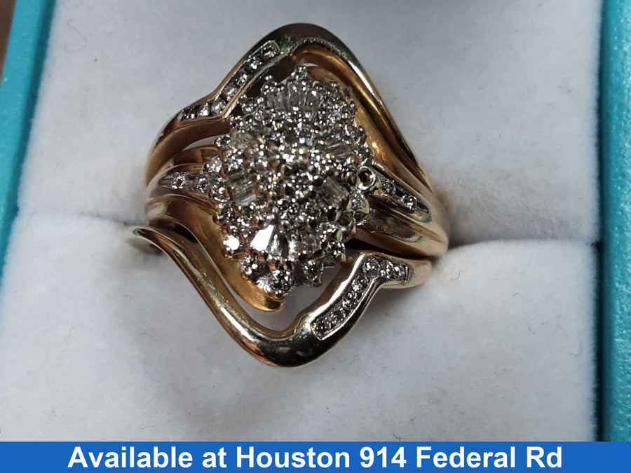 Ring - Engagement Set - Yellow Gold 10k (.417) 8.2 grams Size 7.5
