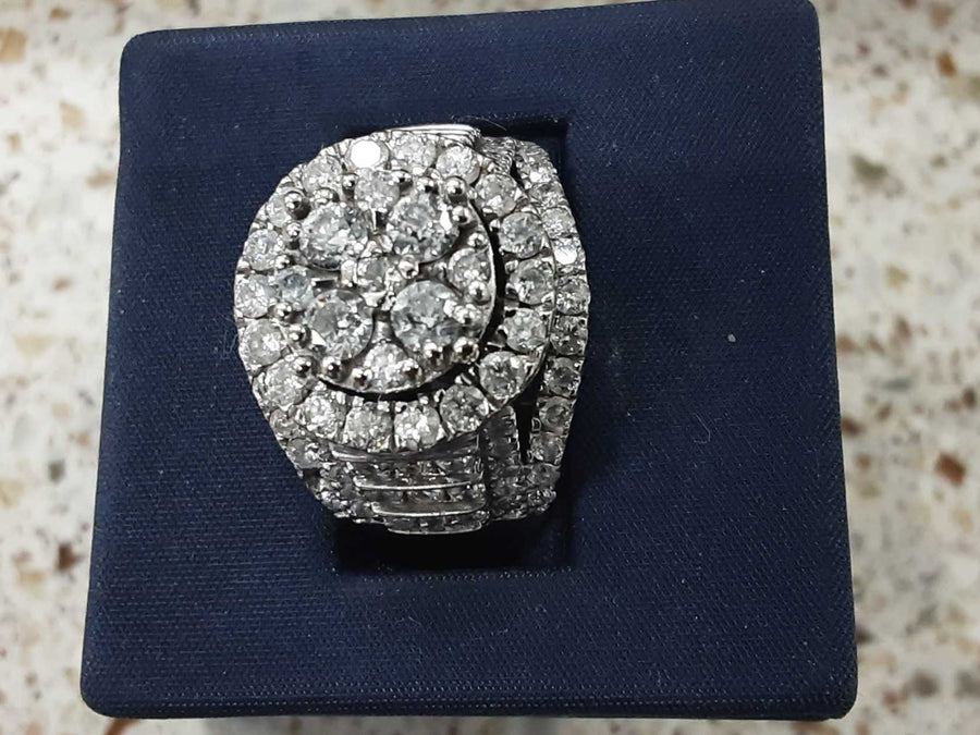 Ring - Wedding Set - White Gold 14k (.585) 10.7 grams Size 8