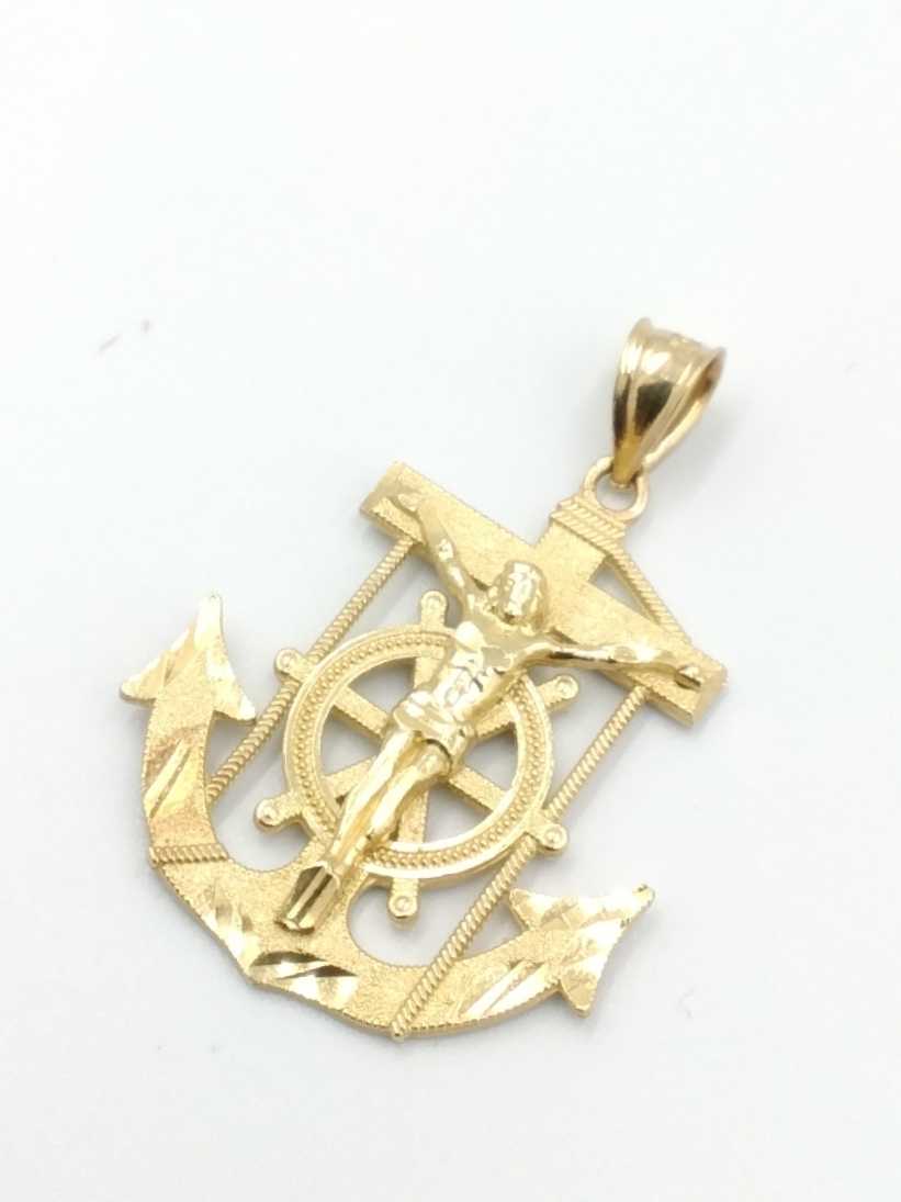 10k Gold Crucifix Anchor Mariner's Cross Pendant (.417) 4.1 grams