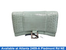 Balenciaga Croc Embossed Leather Soft Hourglass Wallet Green Purse / Handbag