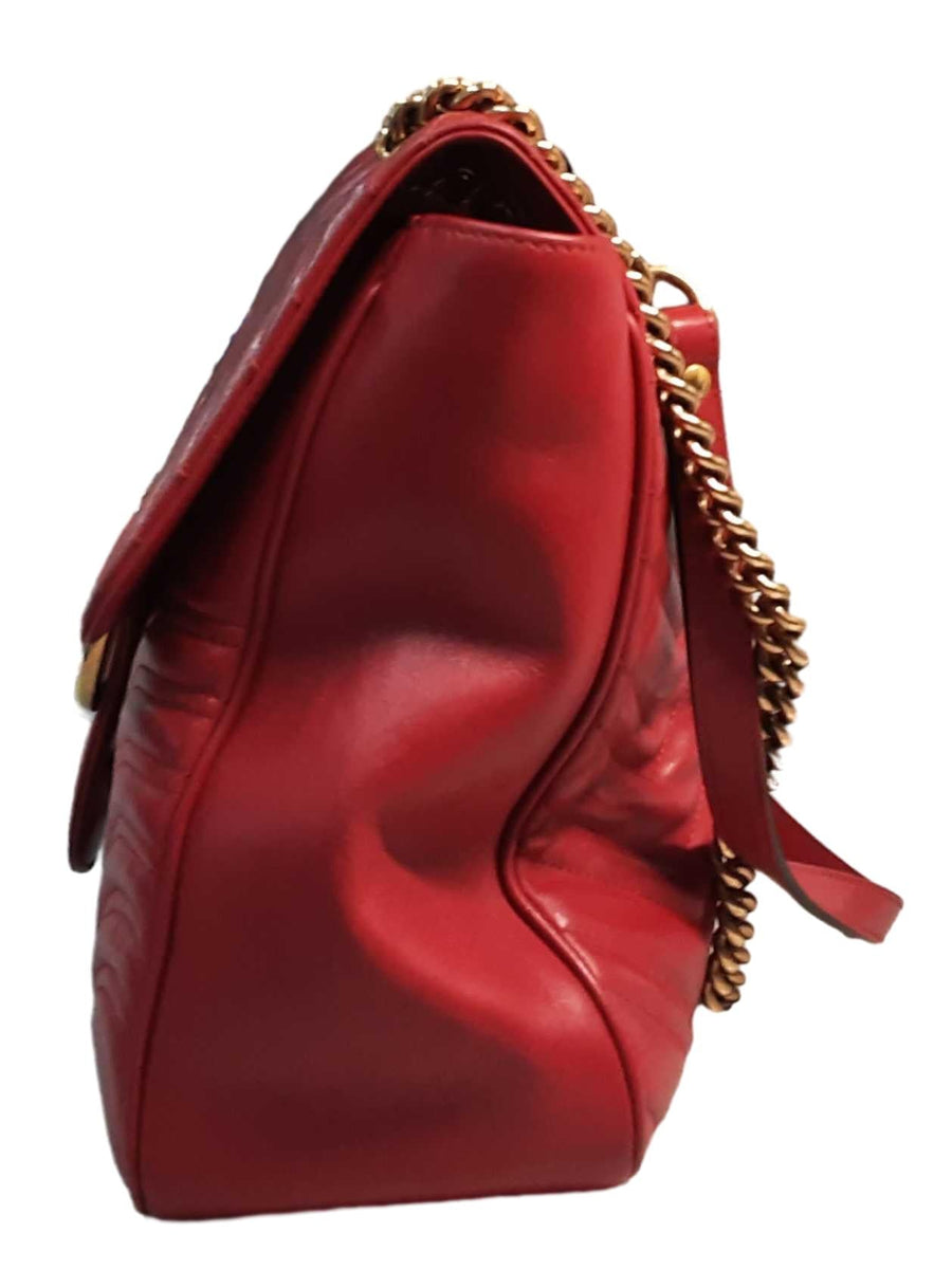 Gucci Gg Marmont Large Shoulder Bag Red Purse / Handbag