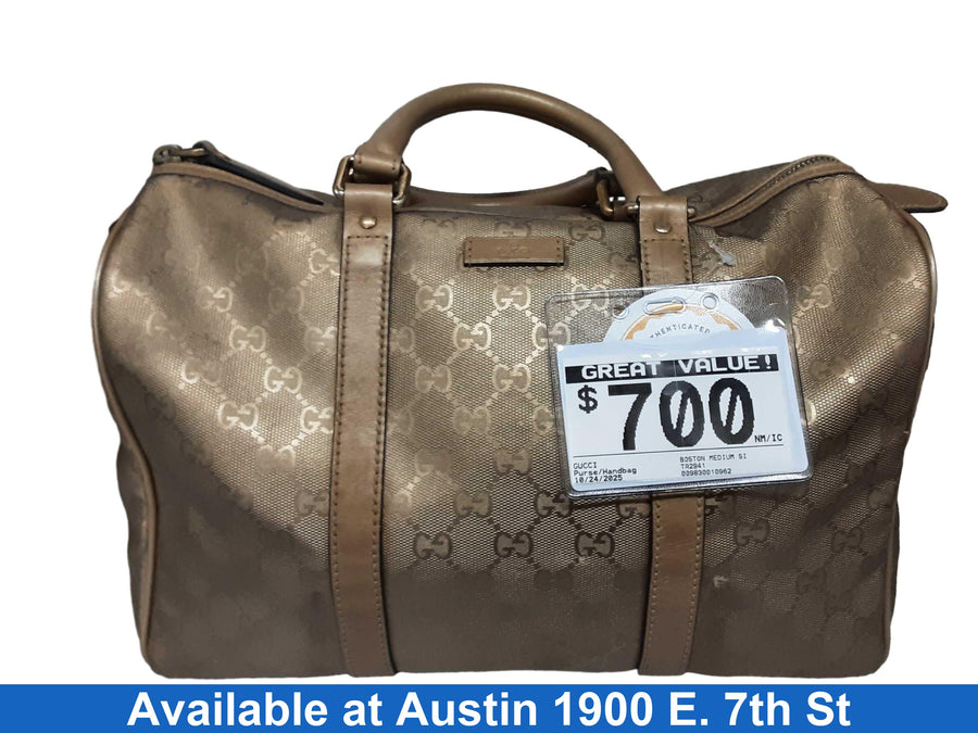 Gucci Boston Medium Signature Gold Purse / Handbag